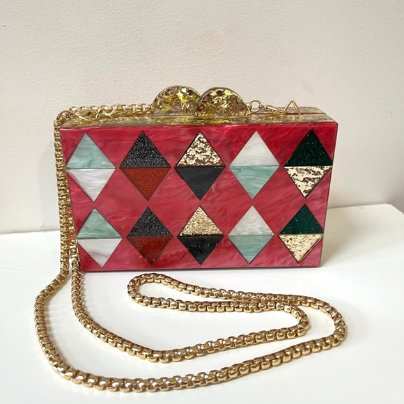 Bari Lynn Handbags - Bari Lynn Harlequin Acrylic Box Clutch Bag